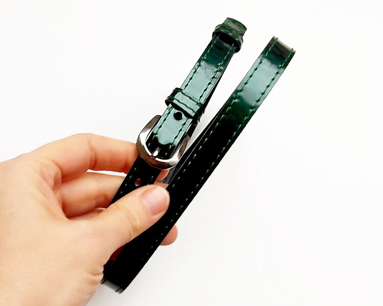 Zaļa lakādas josta, 1.5 cm plata