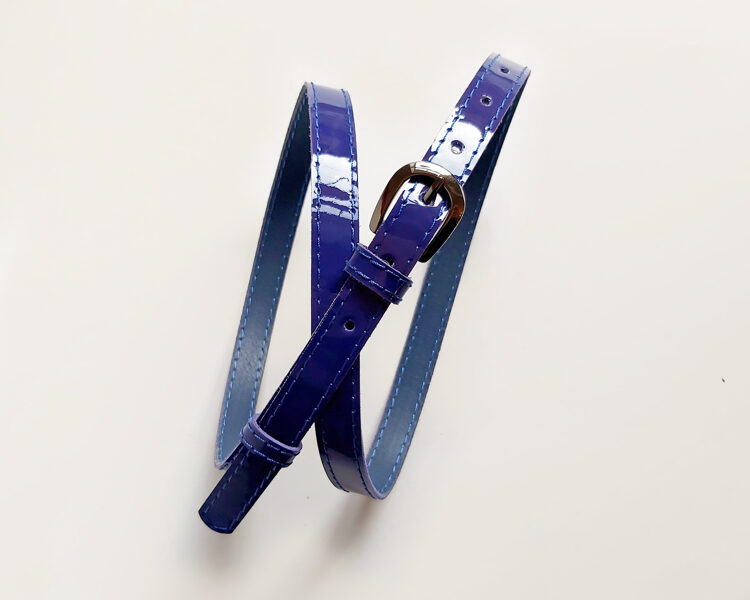 Violeti zila lakādas josta, 1.5 cm plata