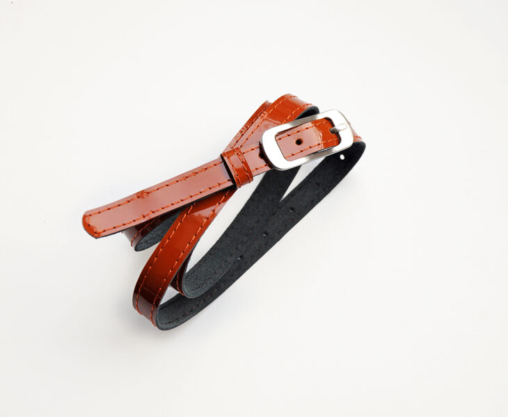 Tumši oranža lakādas josta, 1.5 cm plata